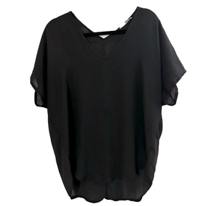 Lush Oversized Kimono Sleeve Blouse Black Flowy Loose  Women’s Size S